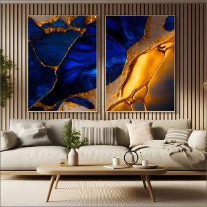 Duplo - Abstrato Imperial | Ouro e Safira