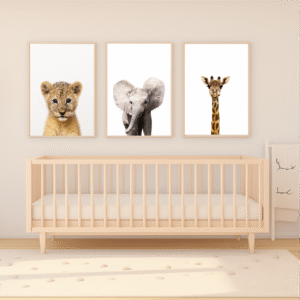Trio Safari Baby – Leão, Elefante e Girafa