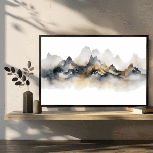 Horizonte das Montanhas – Aquarela Contemporânea e Minimalista