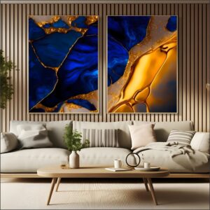 Duplo - Abstrato Imperial Ouro e Safira